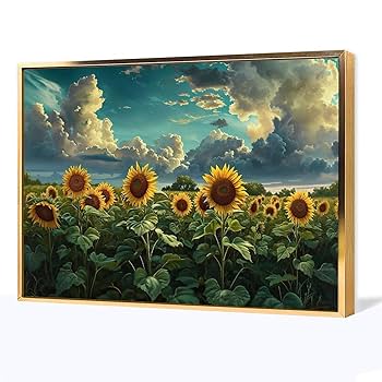 Amazon.co.jp: 絵画 夕方のひまわり畑インテリア 絵画 魅力的な